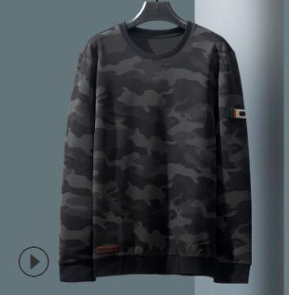 

men's jersey 2018 fall new round collar long-sleeve korean version of popular logo camouflage cap hooded sweater qq184, Black;brown