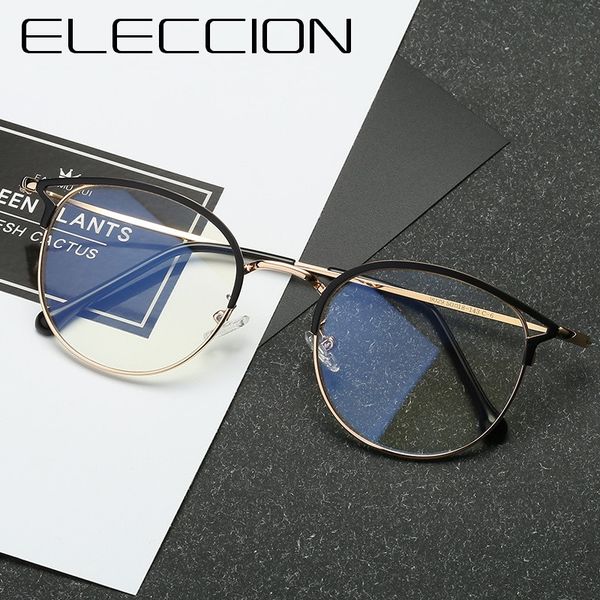 

eleccion 2018 fashion full frame metal glass cat eyes style frames for women's spectacles round clear glasses without diopters, Silver