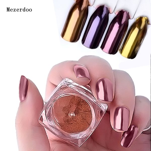 

2g/box nail glitter mirror chrome powder rose gold purple dust shiny magic mirror effect nails art pigment polishing decorations, Silver;gold