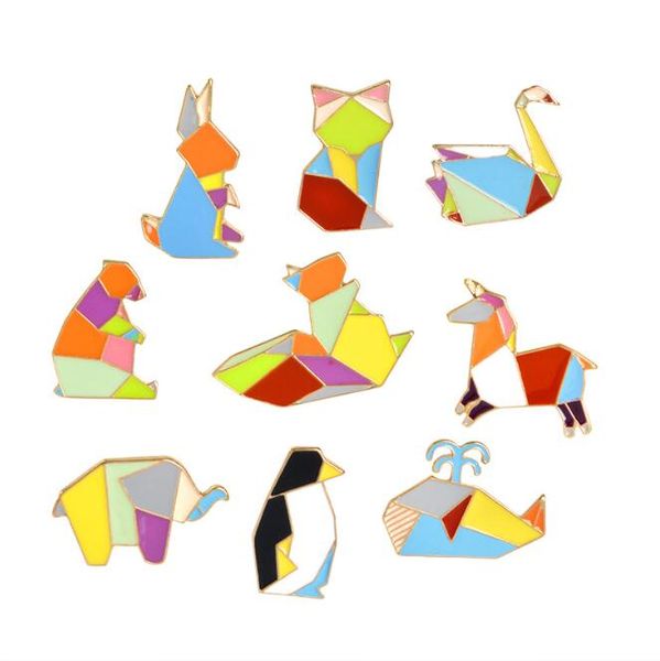 Großhandel Shuangshuo Tier Emaille Pins Origami Kranich Pins Elefant Kaninchen Pinguin Pin Pferd Wal Gans Katze Pins Und Broschen Für Frauen Von