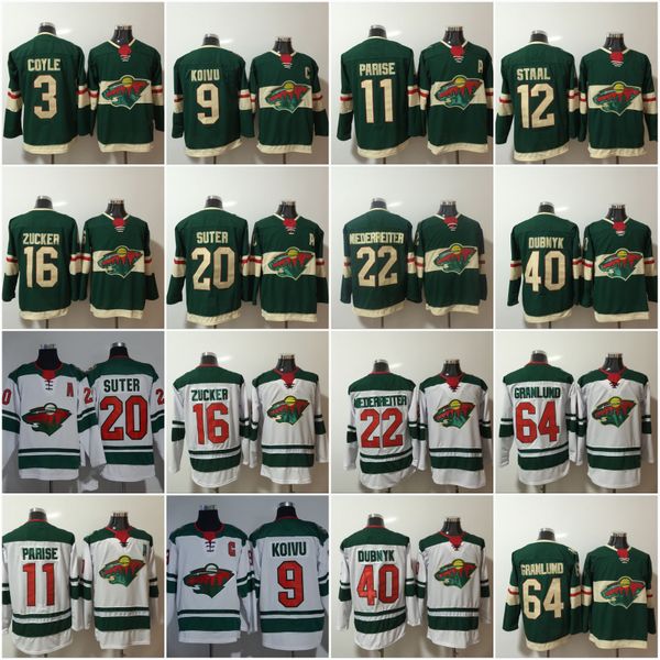 

Men Women Youth #20 Ryan Suter 2018 Hockey Jerseys Minnesota Wild Nino Niederreiter Jason Zucker Staal Parise Devan Dubnyk Granlund Coyle