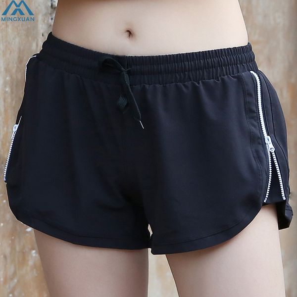 

2018 new portable shorts casual high waist loose elastic waist solid side zipper fast drying short feminino, White;black
