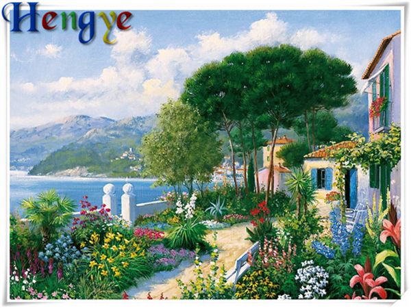 

diy diamond painting cross stitch kit rhinestone mosaic home decor landscape seaside garden full round&square diamond 5d embroidery yx2448