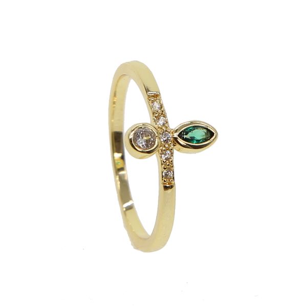 

fashion delicate crystal ring sweet elegance ring gold color deep green jewelry handmade rings for woman mujer 2018, Golden;silver