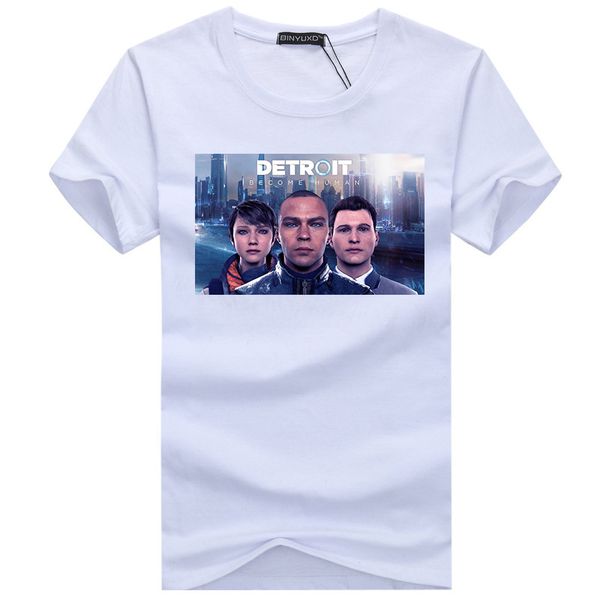 

detroit become human t shirt men 2018 new fashion short sleeve white summer print cool rk 800 connor shirts homme, White;black