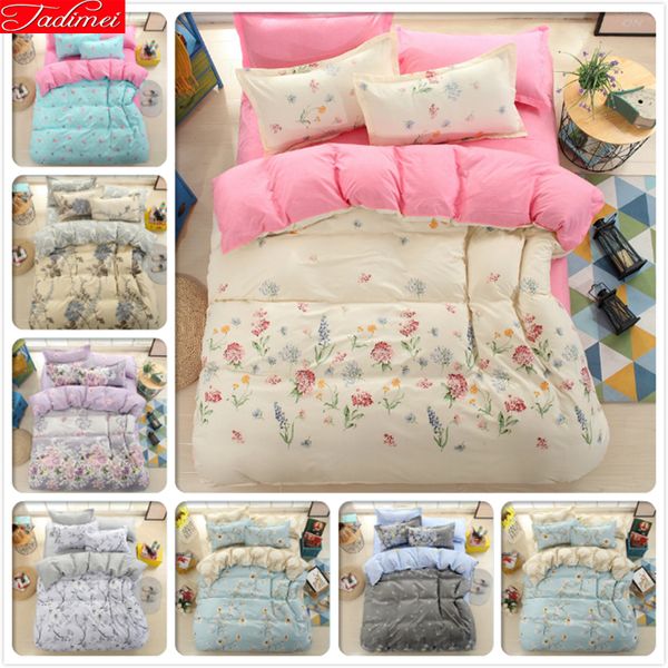 

floral pattern ab side duvet cover 3/4 pcs bedding set single twin  king size quilt comforter pillow case cotton bed linens