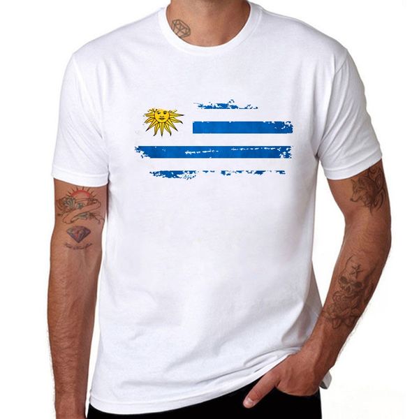 

uruguay flag printing t shirt men casual short sleeve round neck design t-shirts summer uruguay flag white men clothing, White;black