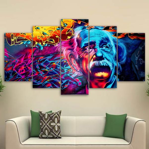 

modern canvas pictures wall art frame home decor hd printed 5 pieces abstract einstein painting color posters pengda