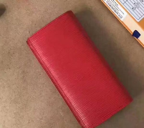 

2018 new famous designer women's epi leather wallets holders long wallet purse water ripple men credit card business card bags, Red;black