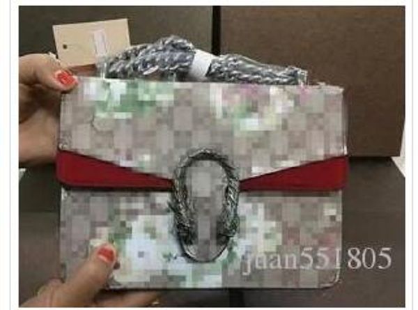 

2018 new de igner handbag afflower printing fa hion women bag chain cro body bag brand de igner me enger bag with anti bag box