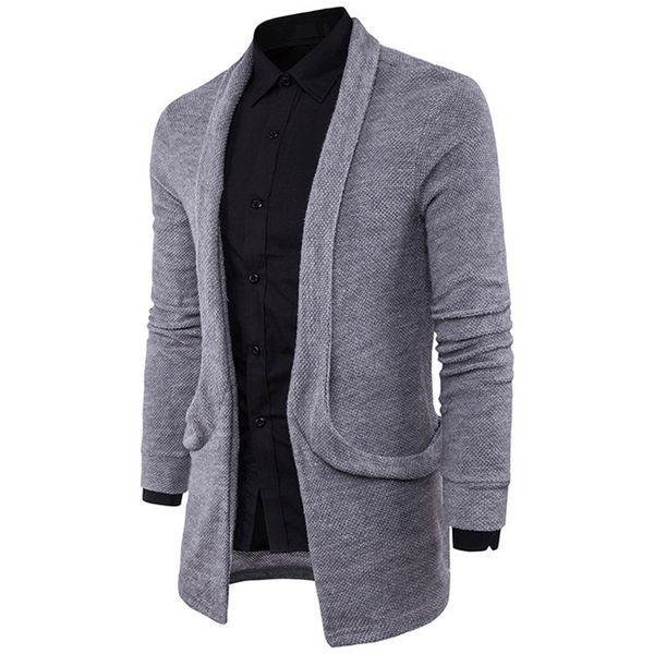 

new men cardigans coat long sleeve knitted sweater male slim fit thin autumn 571, White;black