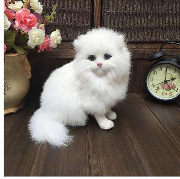 

Белые плюшевые кошки реалистичные приседающие животные модели ручной работы реа