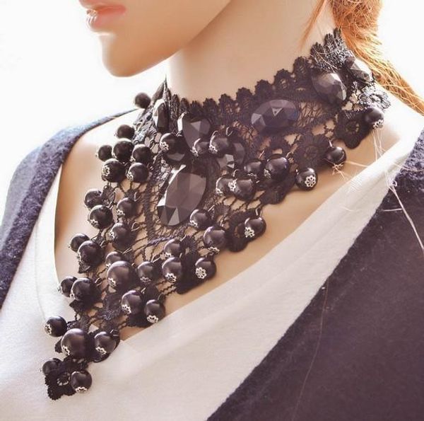 

party necklaces resin beads adjustable ribbon necklaces statement necklaces womens jewelry party decoration accessories, Golden;silver