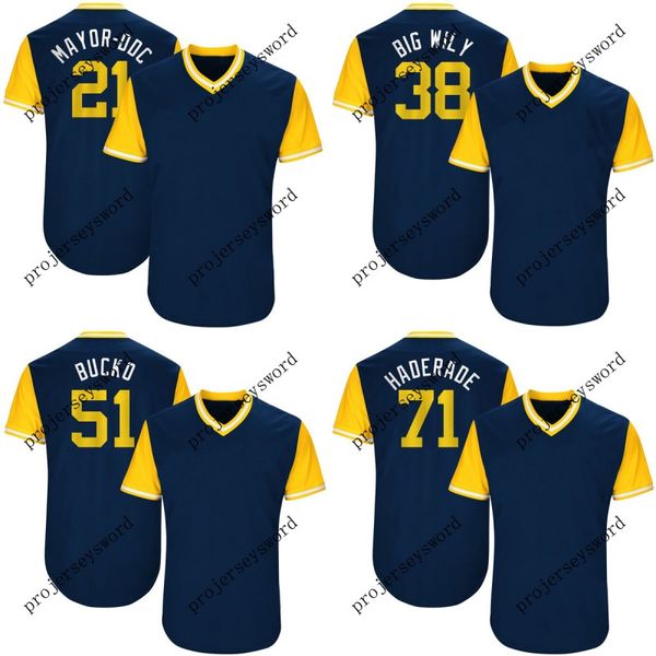 

Milwaukee Jersey 38 Wily Peralta Big Wily 47 Jett Bandy Sinker-Slider 51 Oliver Drake Bucko 2017 Players' Weekend Baseball Jerseys