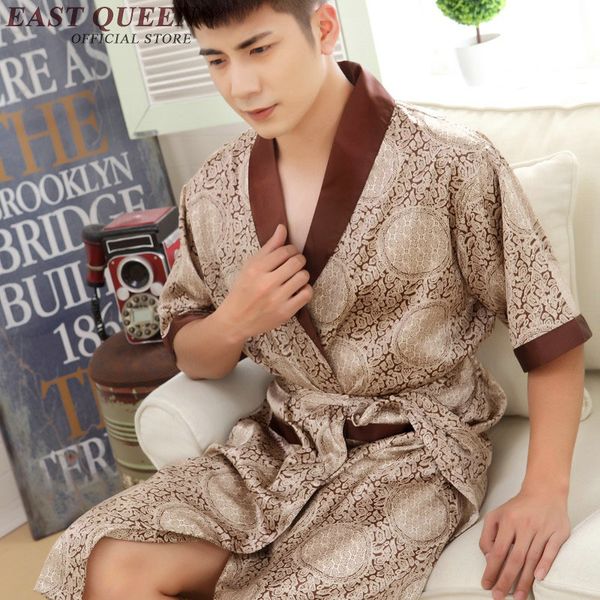 

men's sleepwear robe male summer men gown 2021 arrival bathrobe home nightgown aa843, Black;brown