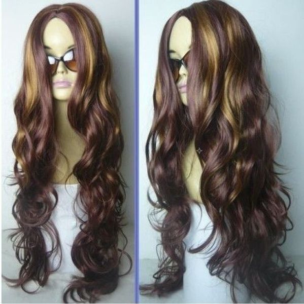 

new women's brown gold mix wig/wigs, Black
