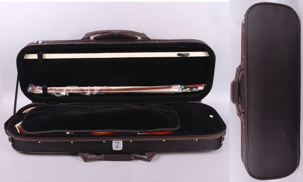 Yinfente violino case 4/4 tamanho grande fibra de carbono mista 2.1 kg caso difícil caixa oblonga cor preta # 4