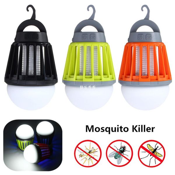 Portatile Impermeabile Outdoor Mosquito Killer LED Lampadina 2-in-1 Campeggio Zanzara Zapper Lanterna Elettronica Insetto Volante Zanzare Uccidere Lante