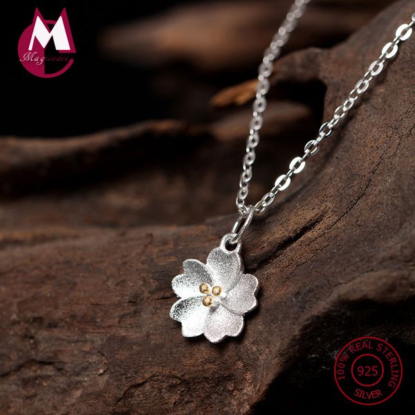 

100% 925 sterling silver necklaces pendants for women ethnic cherry blossom pendant romantic wedding gift handmade jewelry yn25