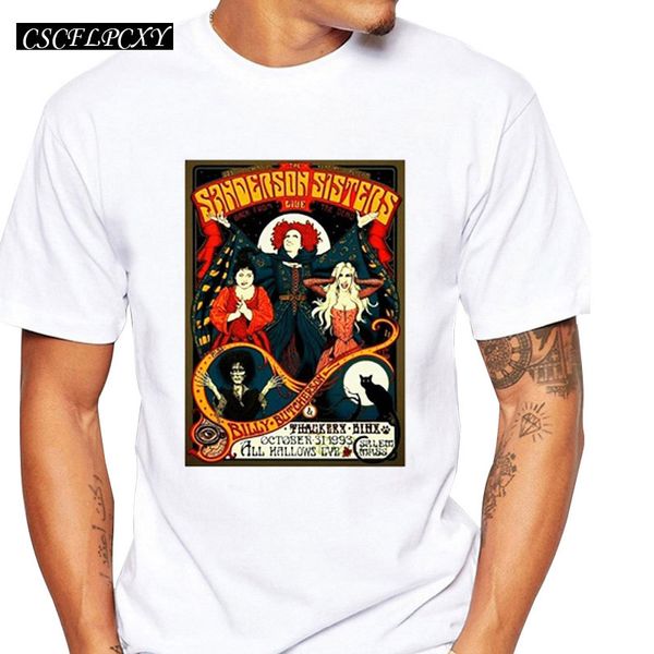 

hocus pocus sanderson sisters t-shirts summer vintage tour poster print t shirt men short sleeve fashion tshirtscscflpcxy, White;black