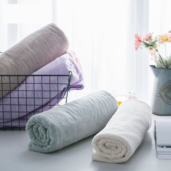 

70x140cm superfine fiber solid bath towel beach towel for adults fast drying soft 5 colors thick high absorbent antibacterial