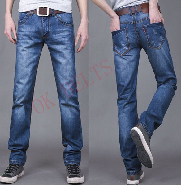 

2018 new arrival men's jeans denim classic jeans slim regular blue color casual pants business long trousers jyt-620
