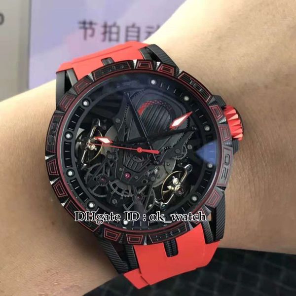 

new selling watch excalibur aventador s rddbex0686 japan miyota automatic mens watch skeleton dial red rubber strap gents watches, Slivery;brown
