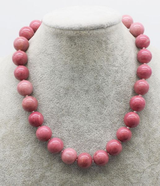 

pink rhodochrosite round 14mm necklace 18" nature fppj wholesale beads a, Silver