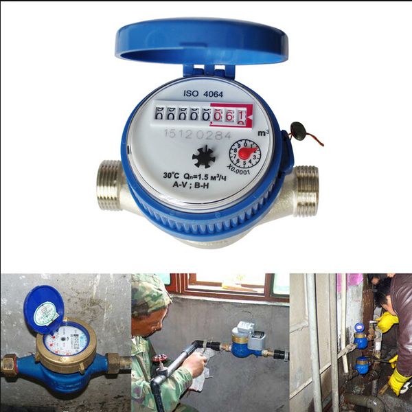 

wholesale-single flow dry cold water table 15mm garden & home water meter with fittings
