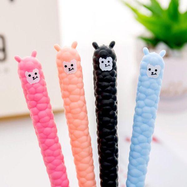 

2pcs/lot new cute kawaii cartoon alpaca shape gel pen student stationery novelty gift school material office school supplies
