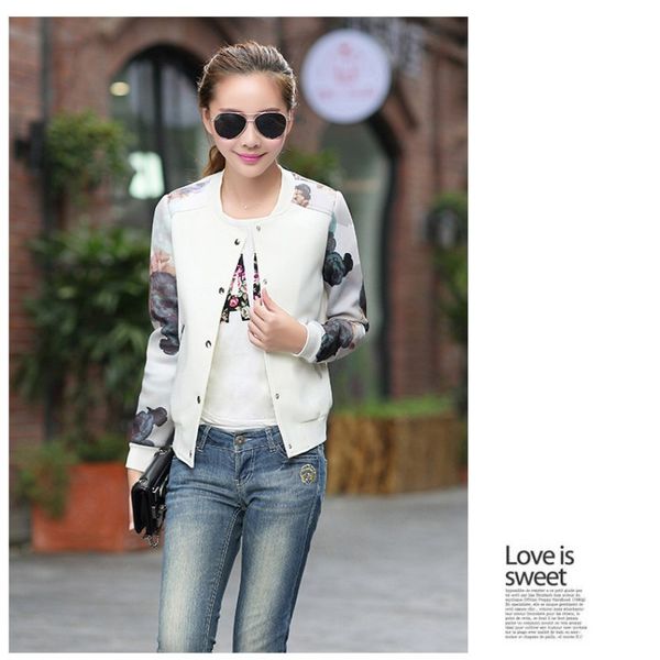 

woman long sleeves baseball jacket femininos college jackets print bomper coat 2017 autumn winter coats, Black;brown
