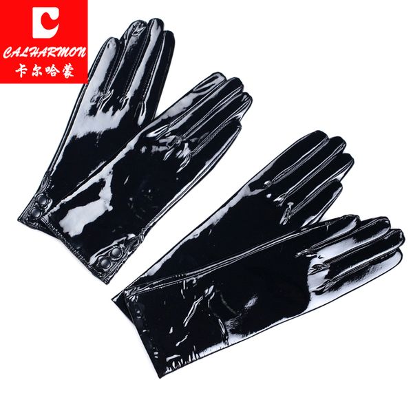 

женщины зимние перчатки лакированные кожаные перчатки женщины ветрозащитный рукавица перчатки высокое качество мода кожаные перчатки зима 97, Blue;gray