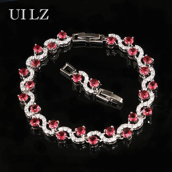 

uilz design trendy gold color white cubic zirconia stone and dark blue crystal bracelet for women jewelry gift ub170, Black