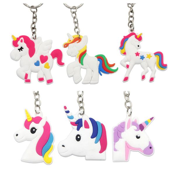 Karikatür Unicorn Keychain Anahip Çanta Kolye Çocuk Hediye Oyuncakları Telefon Dekorasyon Aksesuar At Anahtar Yüzük