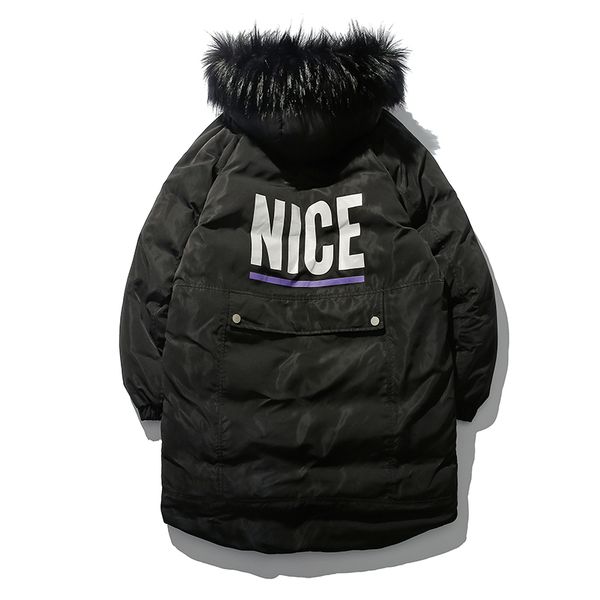 

2018 new big fur hood winter jacket men parka men long style men's winter jackets xxl quilted jacket parka male, Black