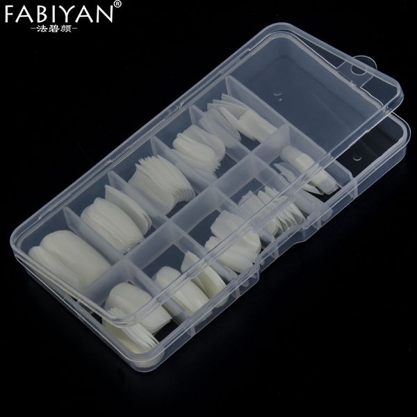 

100pcs natural tips full cover false french finger acrylic gel uv tools box package nail art salon design manicure, Red;gold