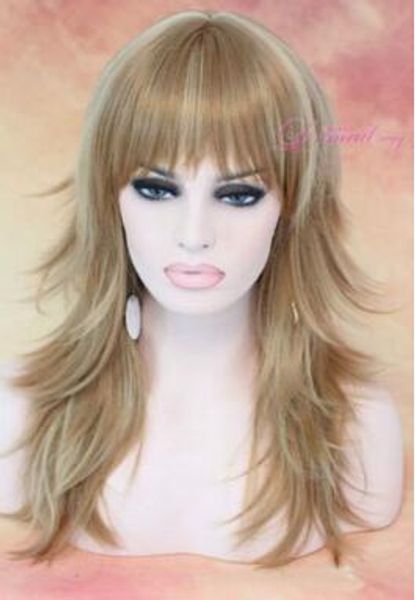 

charm brown blonde fashion full wig cosplay party wig hair, Black;brown