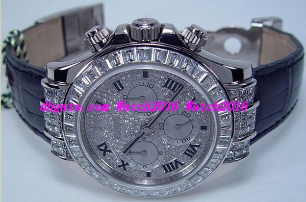 

luxury watches leather bracelet 18kt white gold full diamond model - 116599 tbr 40mm mechanical automatic man watch wristwatch, Slivery;brown