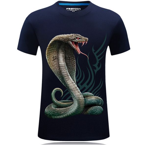

3d print snake t-shirts tide design new fashion pattern for men short sleeve tee men clothing tee, White;black