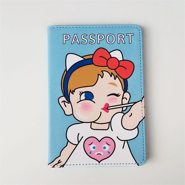 

2018 cutee baby brand pu leather girl passport holder on the passports covers for traveling,women card holder pen ticket, White