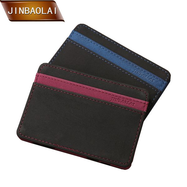 

jinbaolai fashion men pu leather magic wallet slim magic money clip case cash holder flip wallet mini purse, Red;black