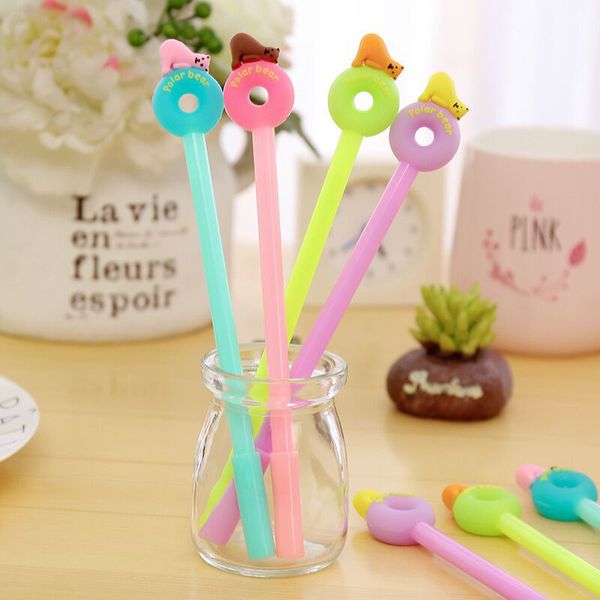 

2 pcs creative cute bear neutral pens & gel pens candy colors kawaii student stationery office & school learn writing supplies