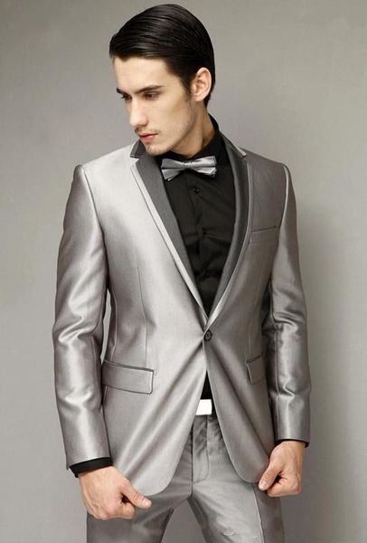 

brand new men wedding tuxedos excellent groom tuxedos notch lapel one button men prom/dinner blazer 2 piece suit(jacket+pants+tie) 2088, Black;gray