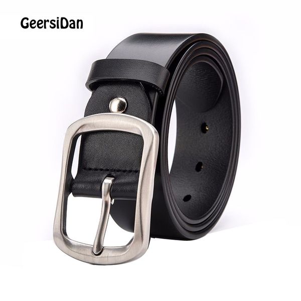 

2018 luxury cow genuine leather strap men large size belt vintage brand pin buckle belt for men jeans cintos 140cm 150cm 160cm, Black;brown