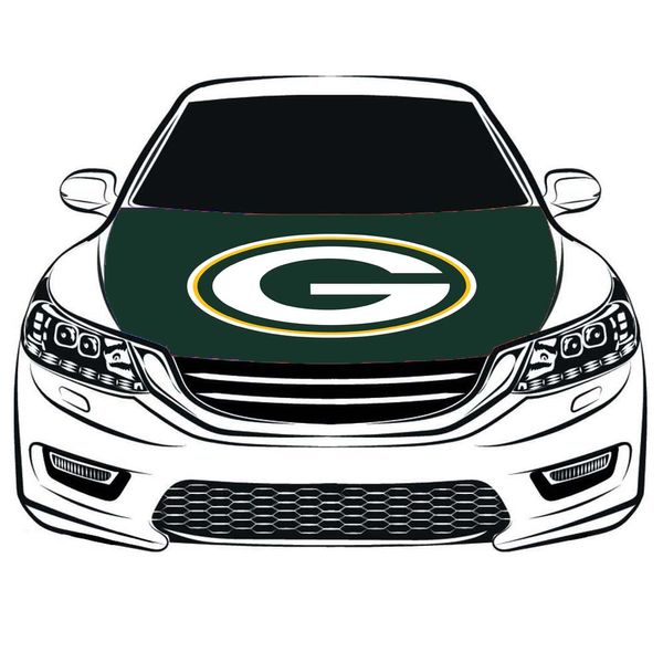

green bay packers flag car hood cover 3.3x5ft 100% polyester,engine flag,elastic fabrics can be washed,car bonnet banner