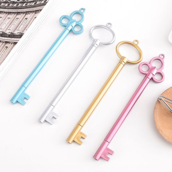 

4pcs creative kawai key gel pen cute 0.5mm rose gold pens for school writing kids gift novelty korean stationery office supplies
