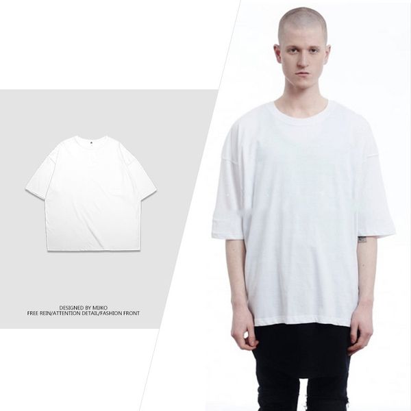 

t-shirt men harajuku casual loose tshirts cotton blends solid color t shirt mens streetwear tee shirt homme clothing tees, White;black