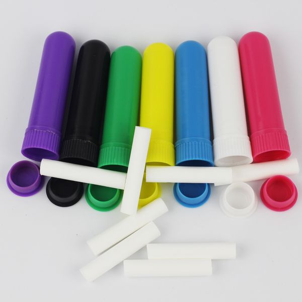 Kostenloser Versand 100 Teile/los Blank Naseninhalator Aromatherapie Naseninhalator Sticks mit Dochten 7 Farben ZKH114