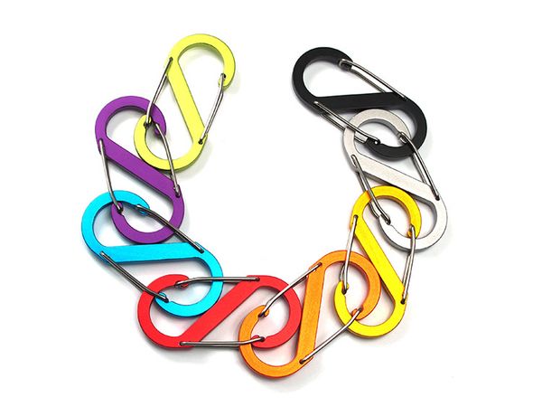

mix color small 8 shape outdoor aluminum alloy survival buckle locking carabiner keychain tools wholesale support fba drop shipping g676f