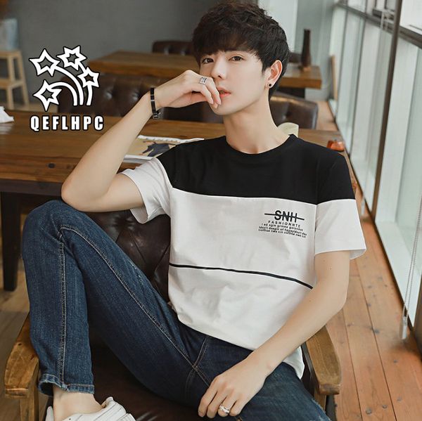 

man's t-shirt. short sleeve. spring summer autumn. casual fashion men's t-shirts. 95% cotton. men's tees. crew neck. men', White;black